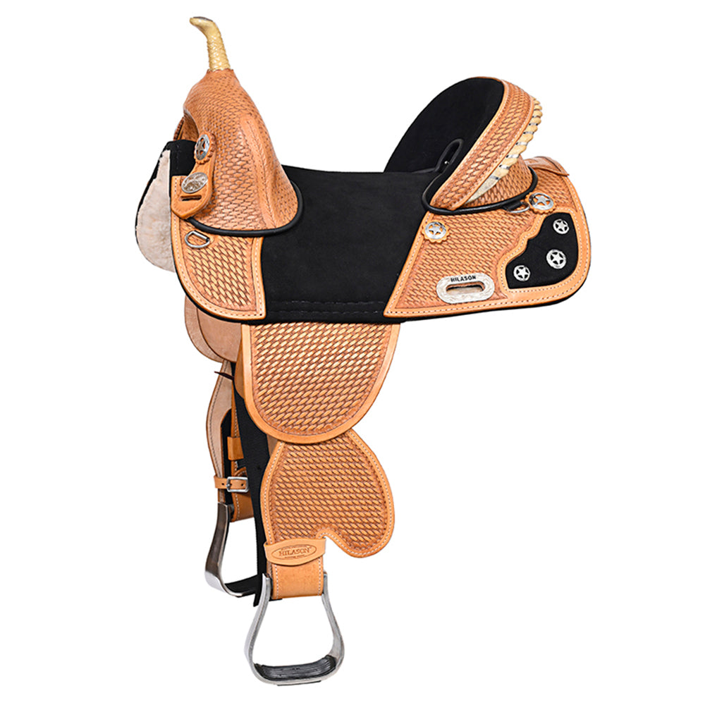 HILASON Western Horse Treeless Trail Barrel Saddle American Leather | for Horses