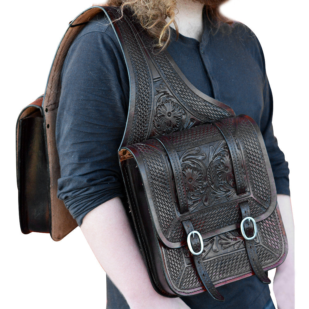 Hilason Western Leather Cowboy Trail Ride Horse Saddle Shoulder Bag