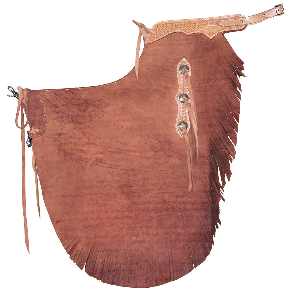 Hilason Western Handcrafted Working Genuine Leather Chinks Chaps Brown