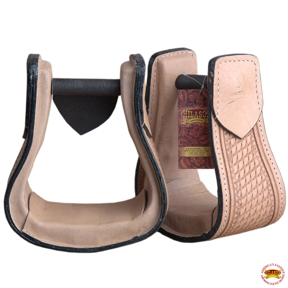 HILASON Horse Western Saddle Stirrup Tan Leather Covered Stirrups Pair | riding Premium