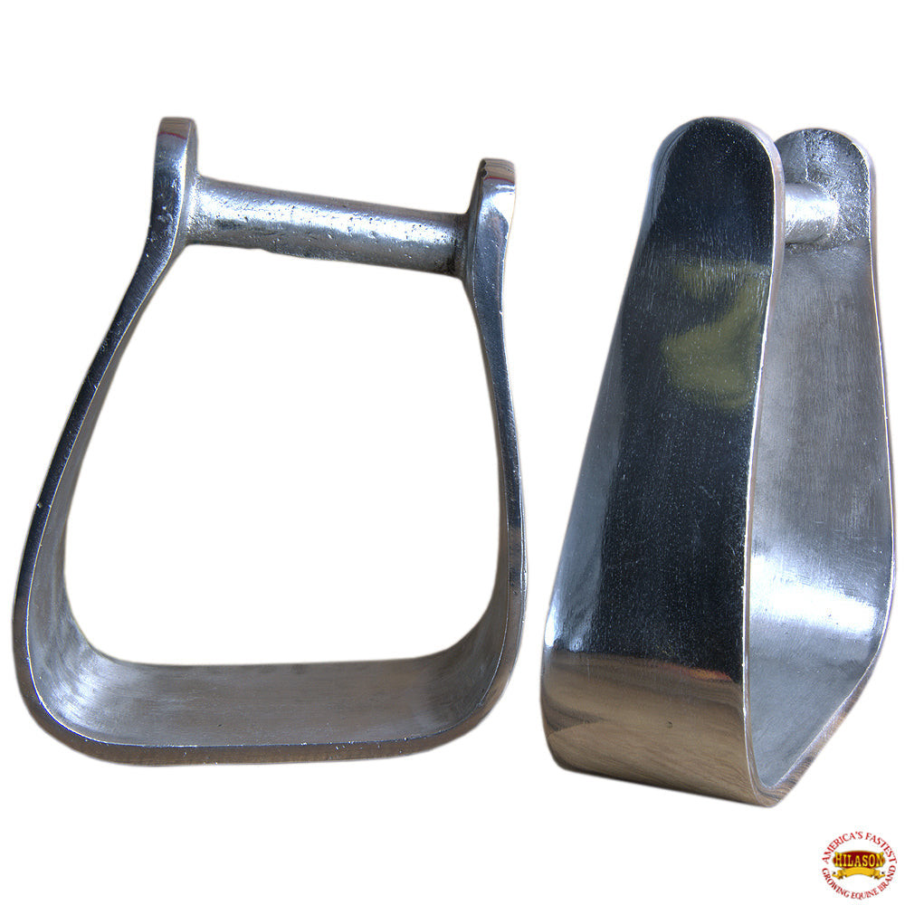 HILASON Horse Western Saddle Stirrup Tack Aluminum Roper Angled Stirrups | Silver