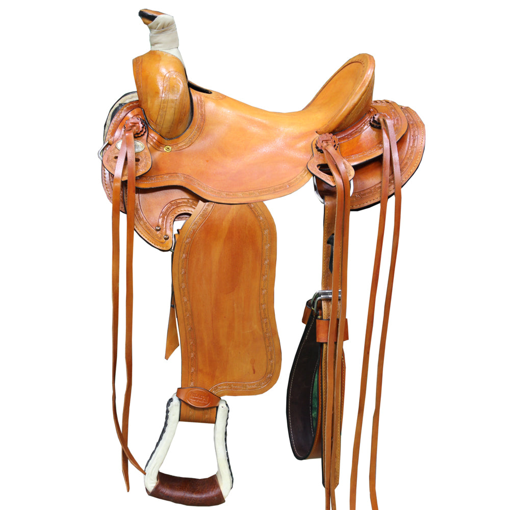 HILASON Western Horse Saddle American Leather Ranch Roping Trail Beige | Hand Tooled Wade & For Horses