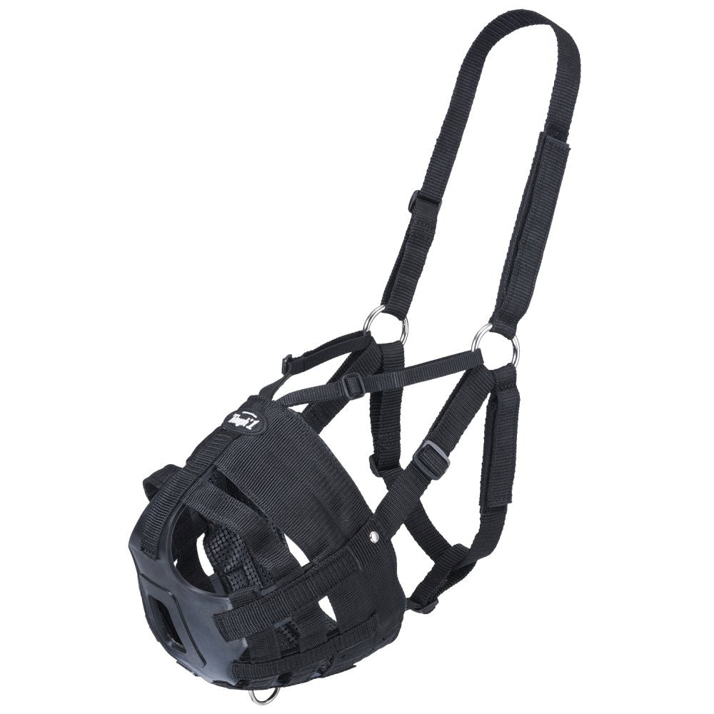 Horse Size Tough 1 Easy Breathe Poly Nylon V Grazing Muzzle Black