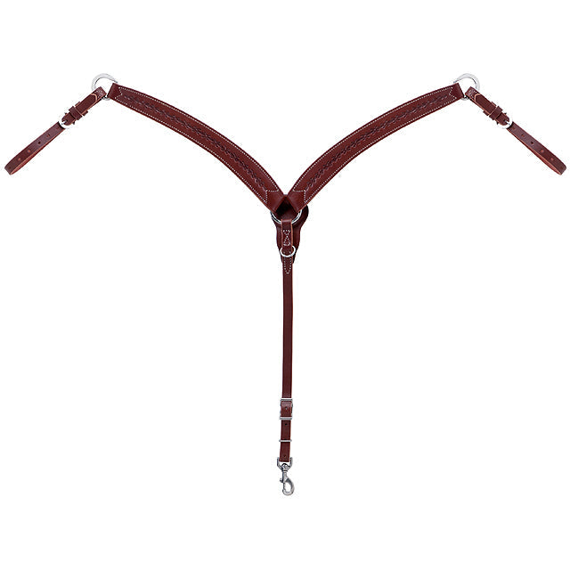 Weaver Barbed Wire Hand Tooled Leather Contoured Breast Collar W/ Center Ring