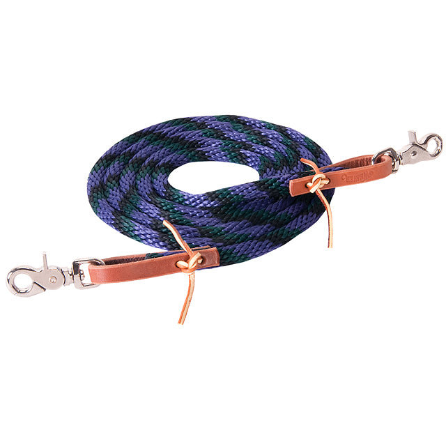 3/8" X 8' Weaver Leather Ends Poly Roper Rein W/ Scissor Snap Purple Green