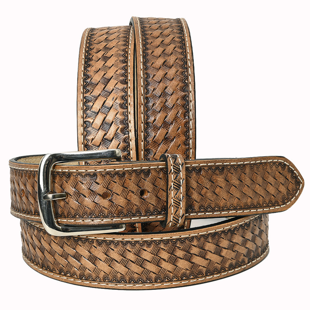 HILASON Western Genuine Leather Belt for Men Women Cowboy Cowgirl Handmade Unisex Full Grain Heavy Duty Tooled Jeans