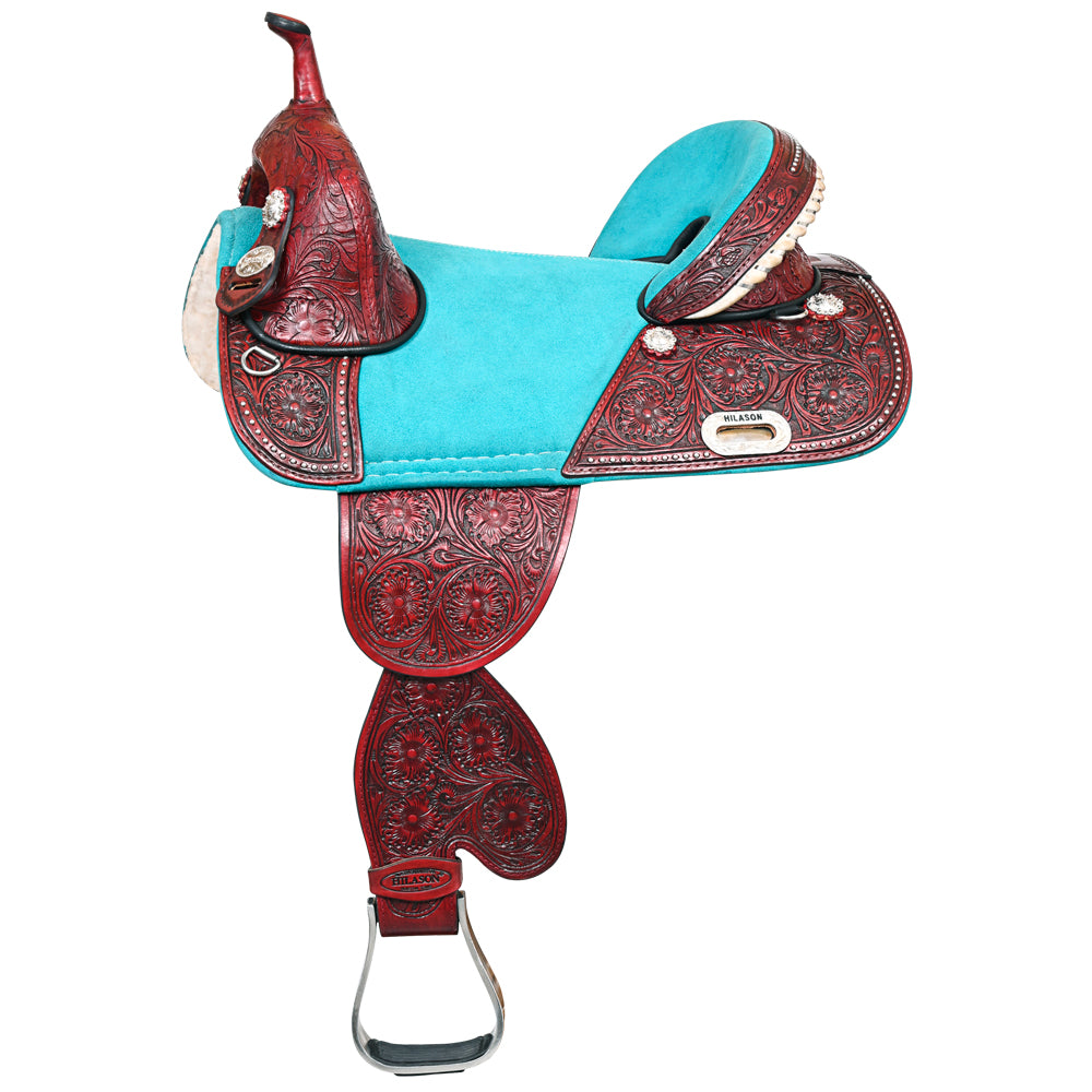 HILASON Western Trail Barrel Racing American Leather Treeless Saddle | Horse for Horses
