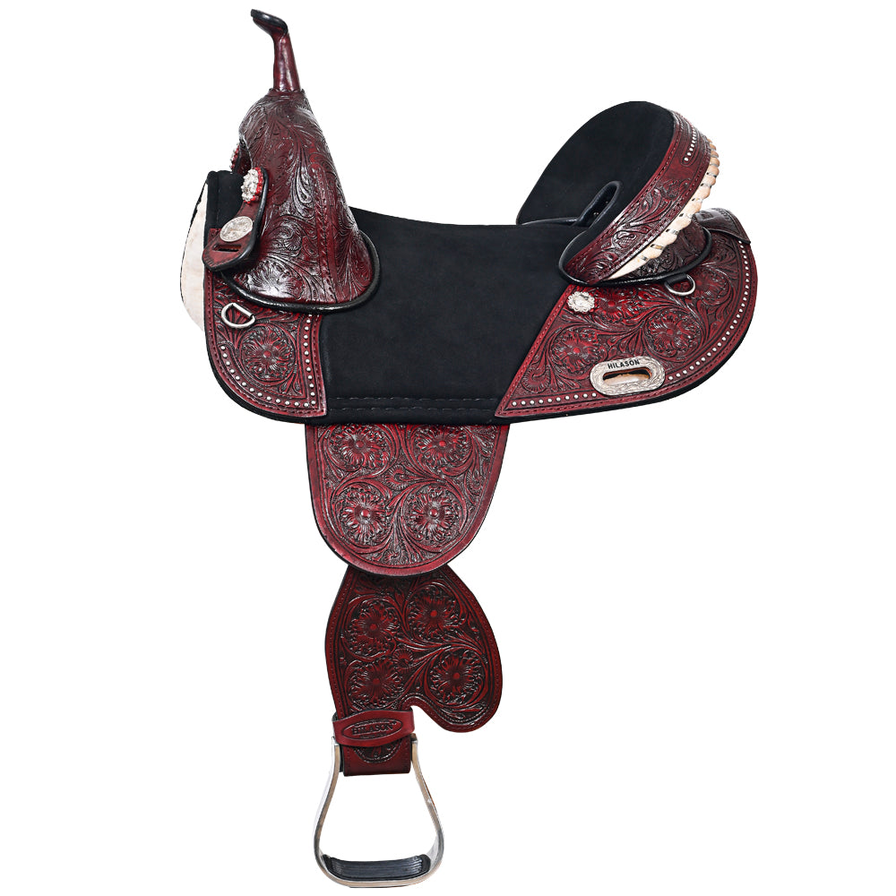 HILASON Western Horse Treeless Trail Barrel Saddle American Leather | for Horses
