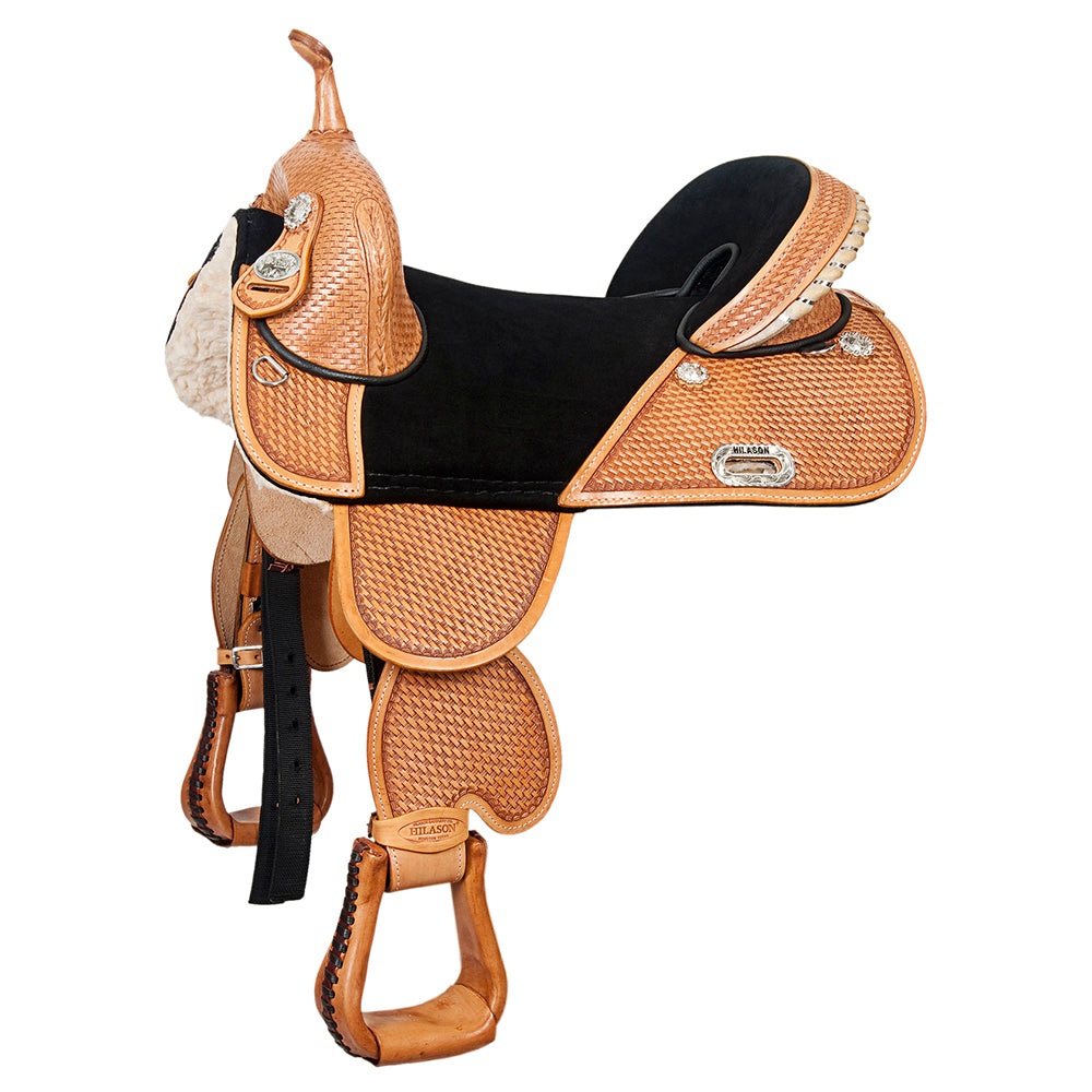 HILASON Western Horse Treeless Trail Barrel Saddle American Leather | for Horses