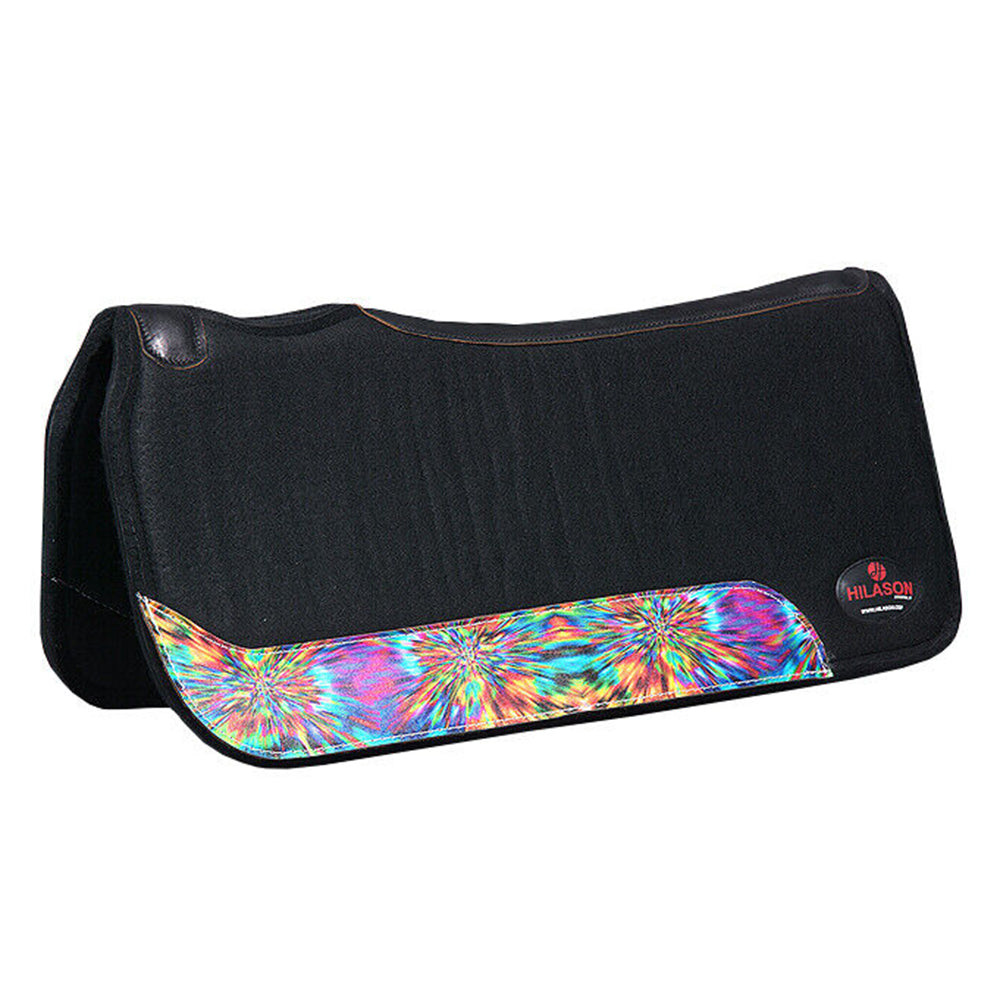 HILASON Western Wool Felt Horse Saddle Pad W/ Distressed Wear Leather | for Horses