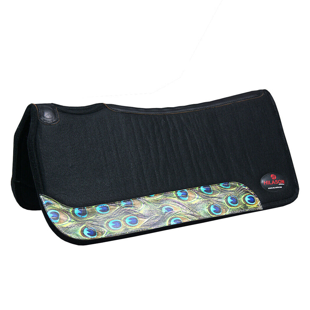 HILASON Western Wool Felt Horse Saddle Pad W/ Distressed Wear Leather | for Horses