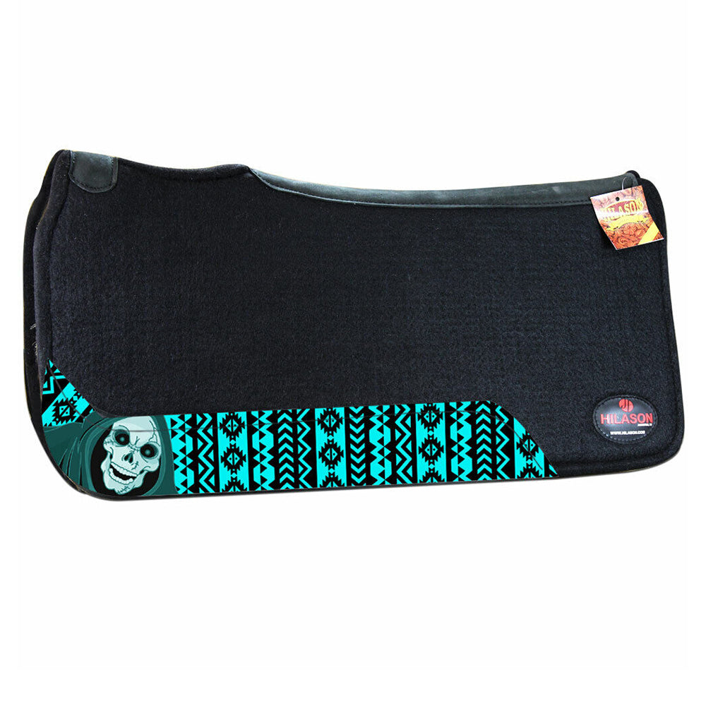 HILASON Western Wool Felt Horse Saddle Pad W/ Distressed Wear Leather | for Horses