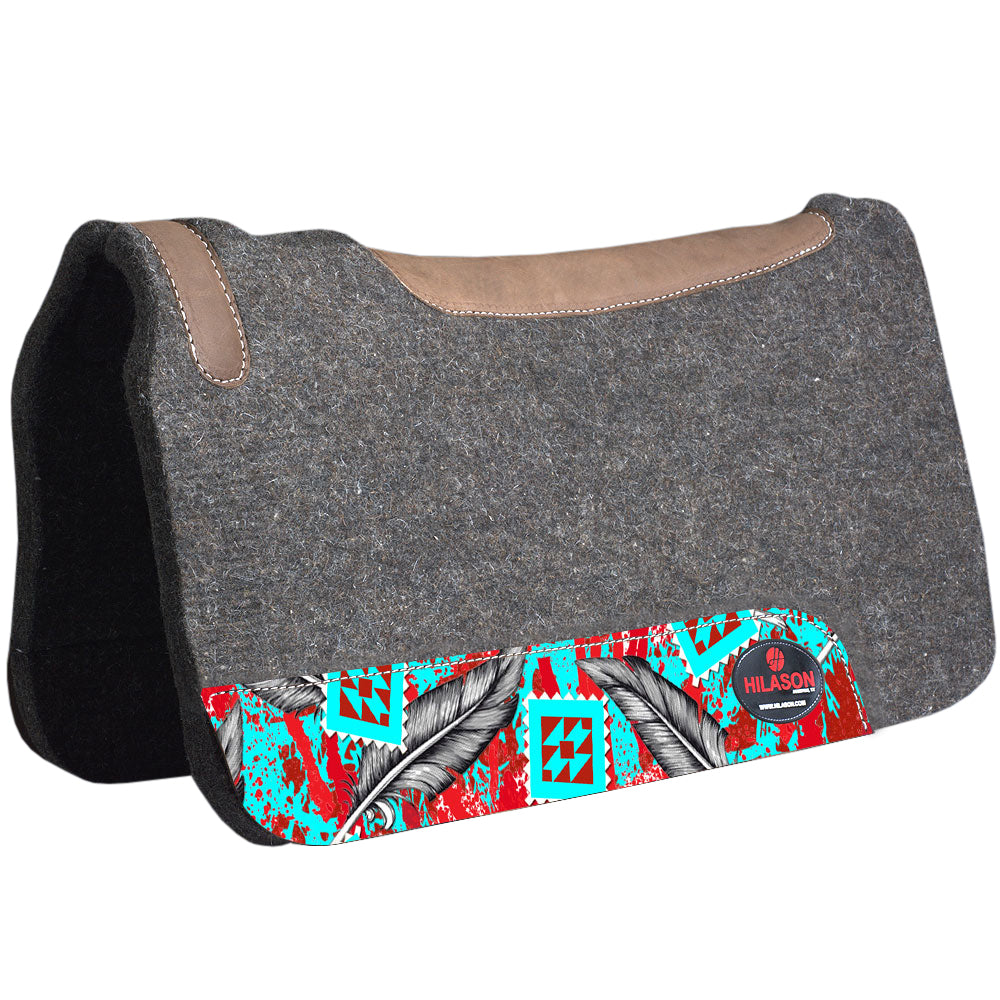 Made In Usa Hilason Western Grey Aztec Painted Wool Felt Horse Saddle Pad