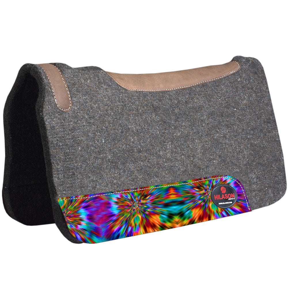 Made In Usa Western Grey Tie Die Painted Wool Felt Horse Saddle Pad