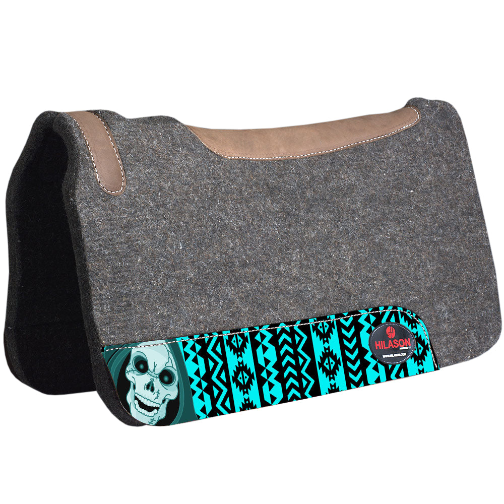 Made In Usa Hilason Western Grey Skull Painted Wool Felt Horse Saddle Pad