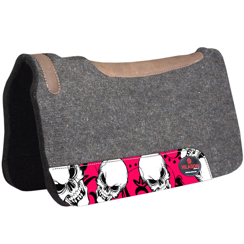 Made In Usa Hilason Western Grey Skull Painted Wool Felt Horse Saddle Pad