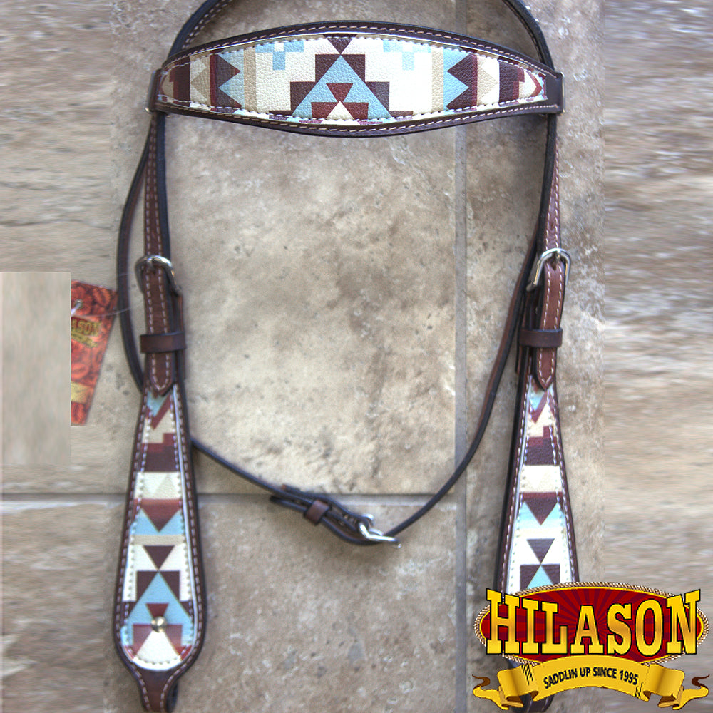 HILASON Western Horse Headstall Bridle American Leather Brown Aztec | for