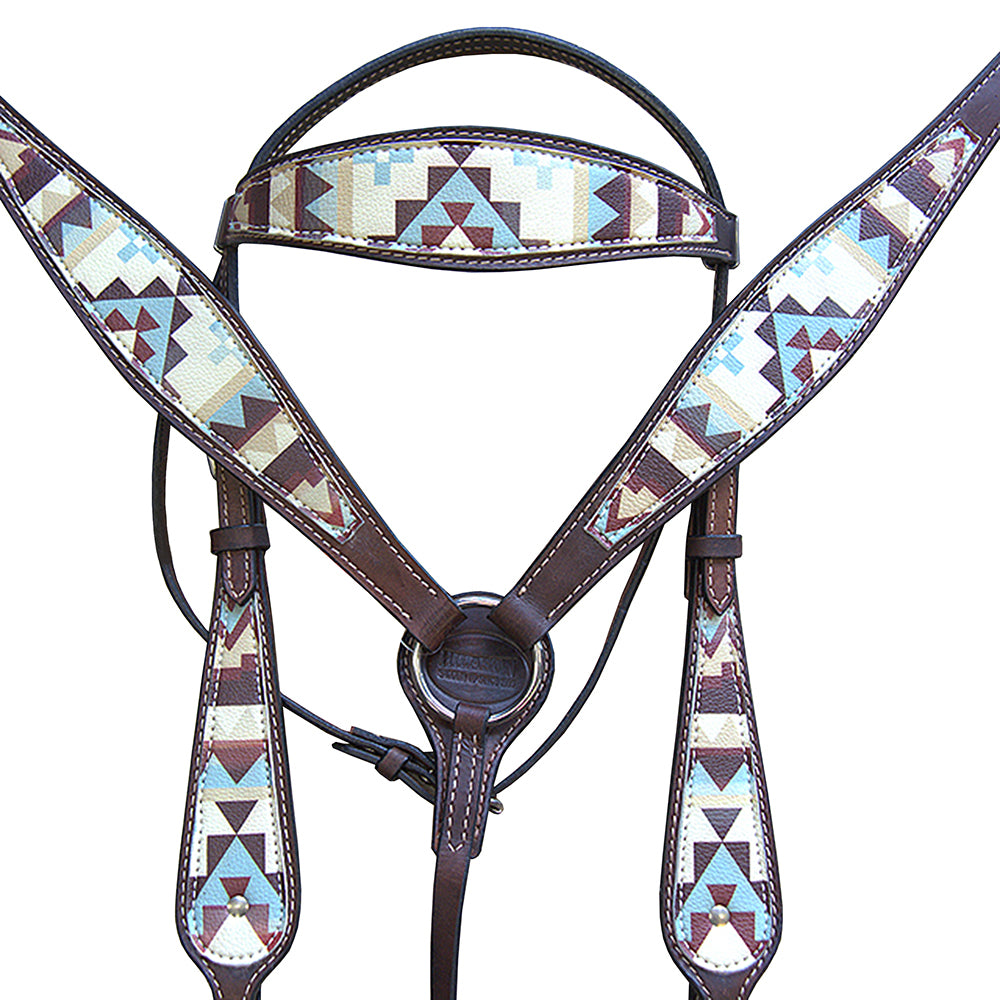 HILASON Western Horse Headstall Breast Collar Set Tack American Leather | for Horses