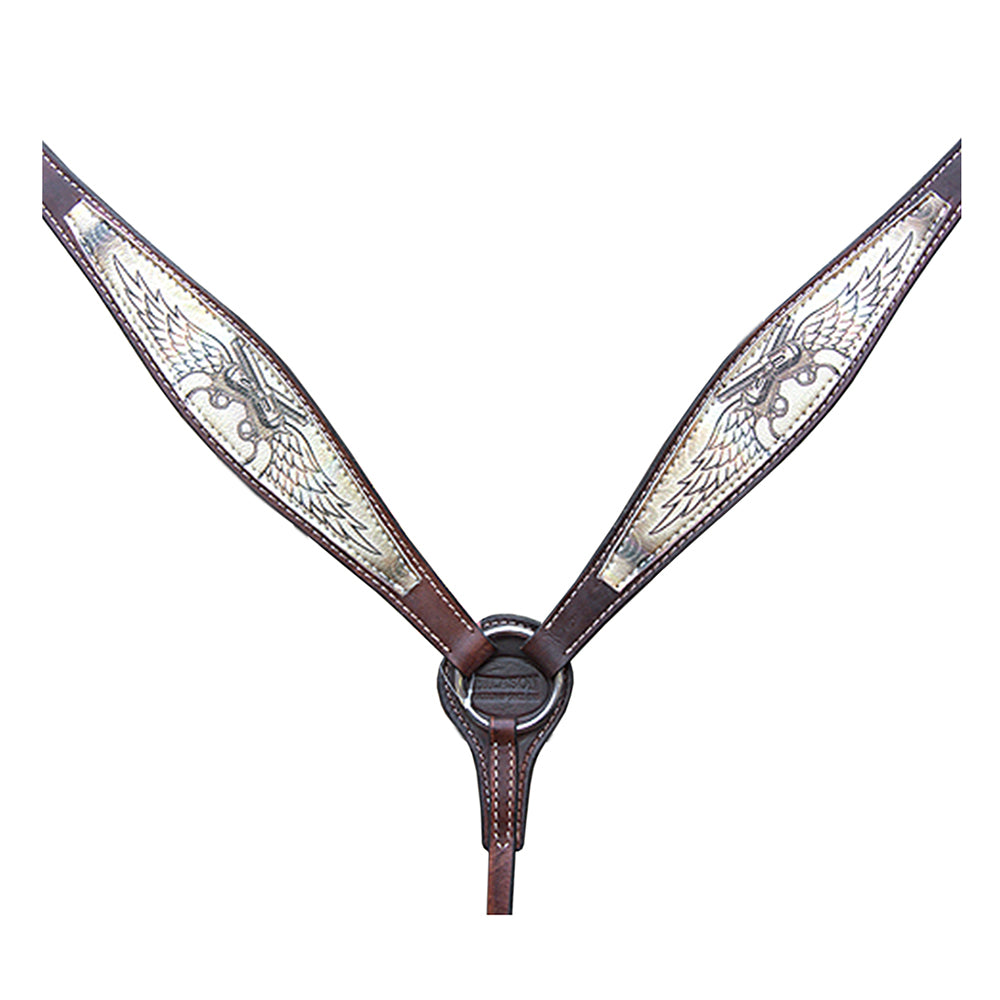 Hilason Western Horse Breast Collar Headstall American Leather Angel Wings