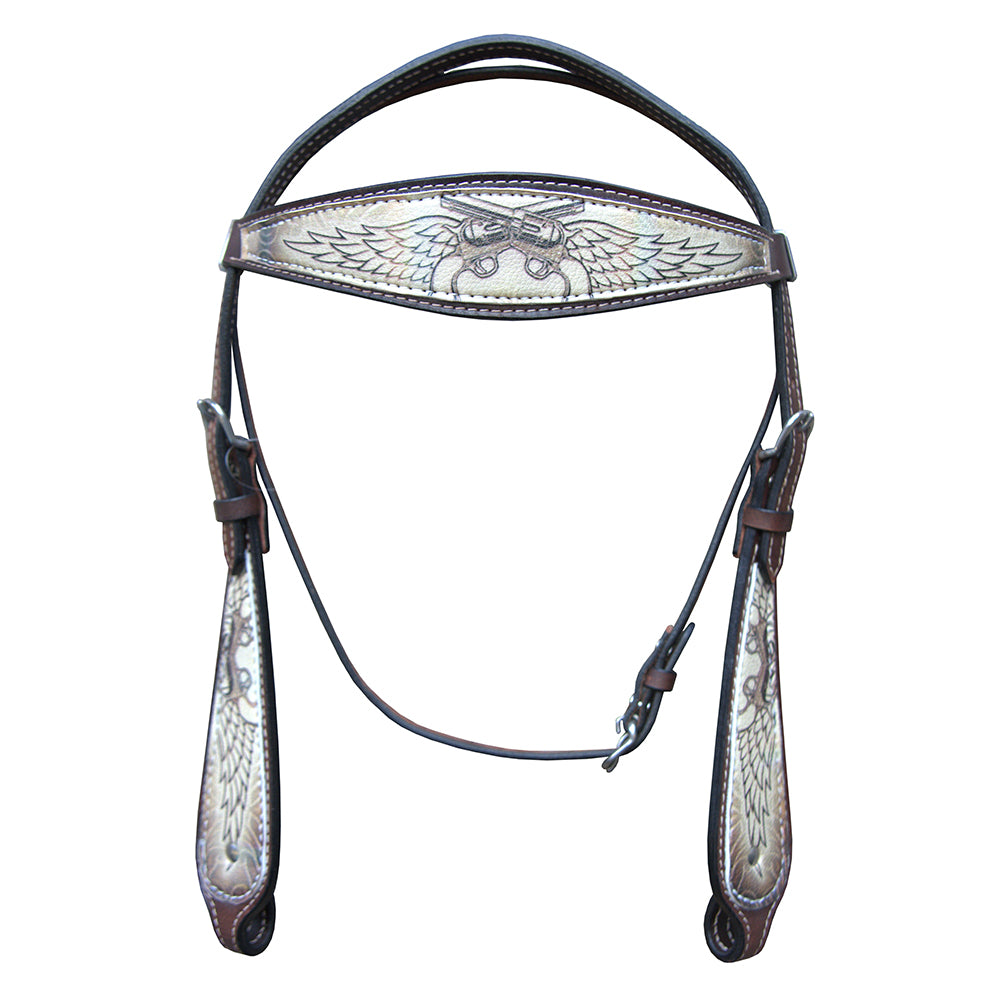 Hilason Western Horse Breast Collar Headstall American Leather Angel Wings