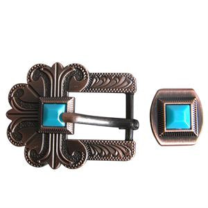 3/4 Hilason Western Style Belt Buckle for Saddle Tack Headstall Concho Turquoise/Brown