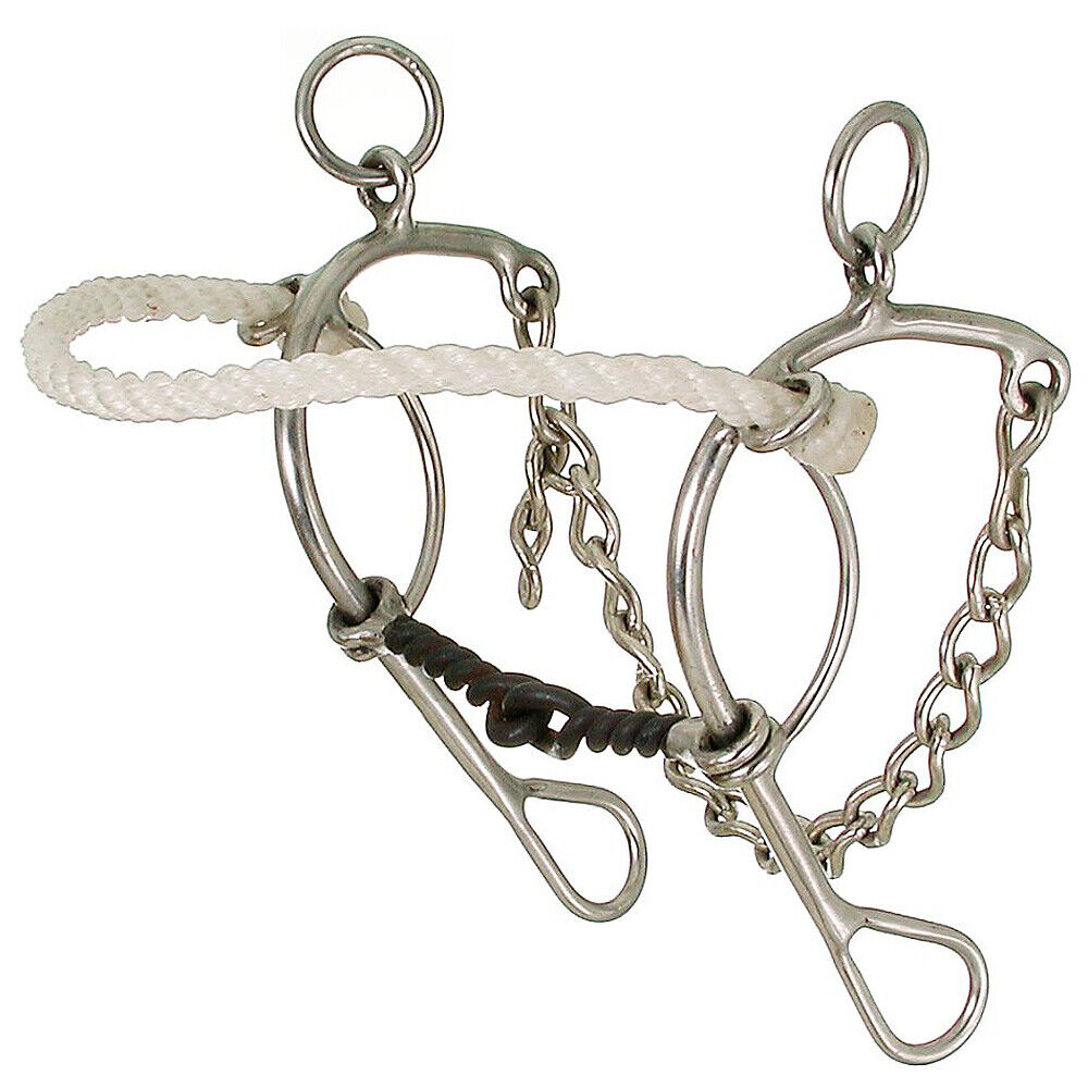 7 In Shank Tough 1 Horse Bit Kelly Silver Star Twisted Rope Nose Combo
