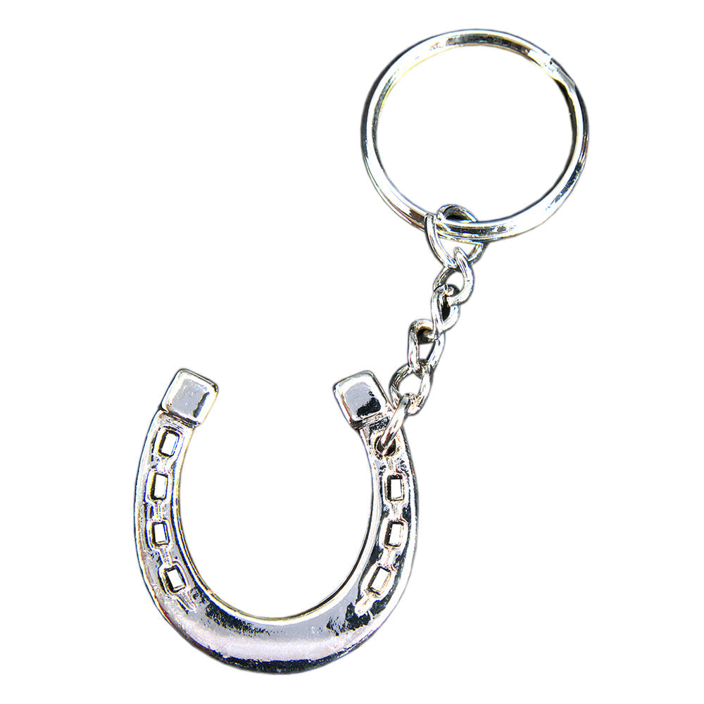 Hilason Western Tack Gift Nickel Plated Horse Shoe Key Ring Chain