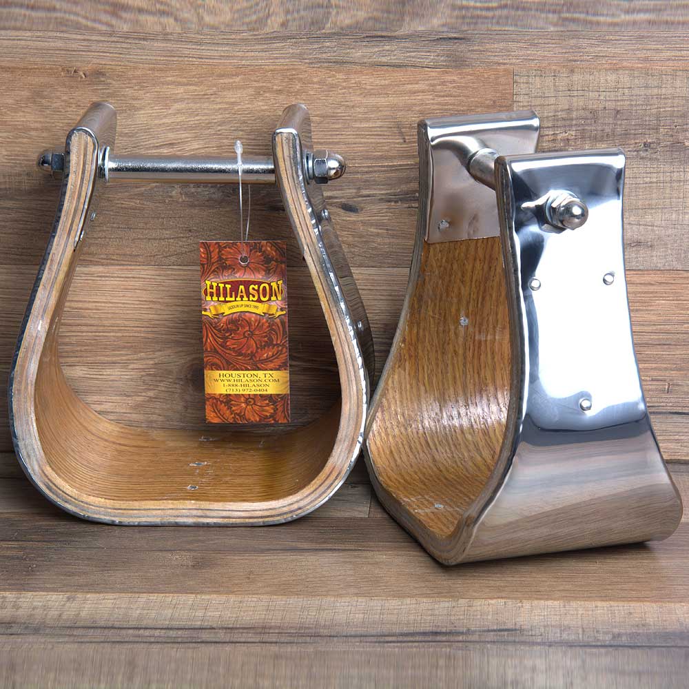 Hilason Western Wooden W/ Steel Horse Saddle Stirrups Pair 4" Thread