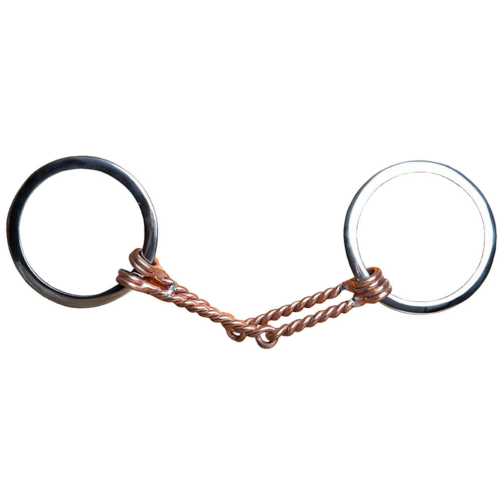 5.5' Hilason Western Copper Twisted Wire Flat Ring Horse Mouth Bit 3"