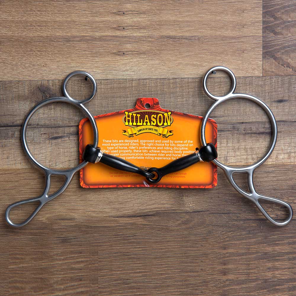 5" Hilason Western Wonder Gag Stainless Steel Horse Bit W/ Black Mouth