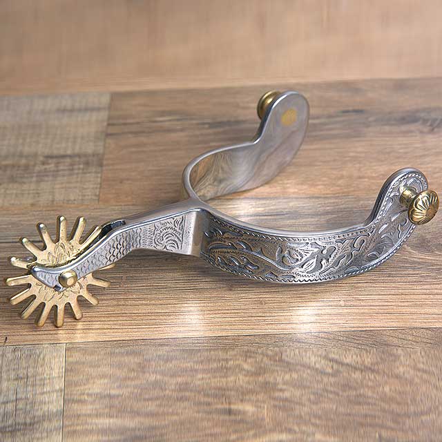 Hilason Western Mens Gal Leg Engraved Horse Riding Shank Spurs