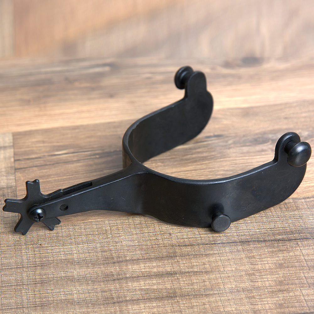 Hilason Western Black Steel 22.5 Degree Mens Horse Riding Spurs Pair