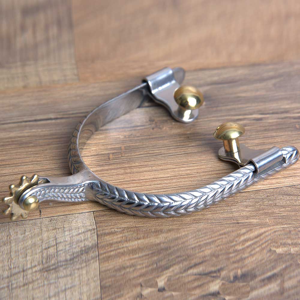 Hilason Western Mens Stainless Steel Rope Design Horse Riding Spurs