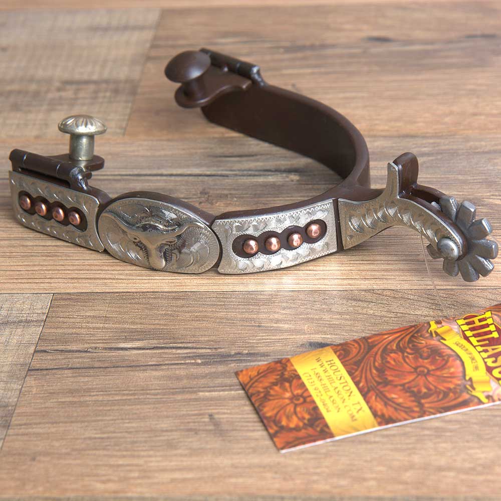 Hilason Western Mens Anitque Steer Head Horse Riding Show Spurs Pair