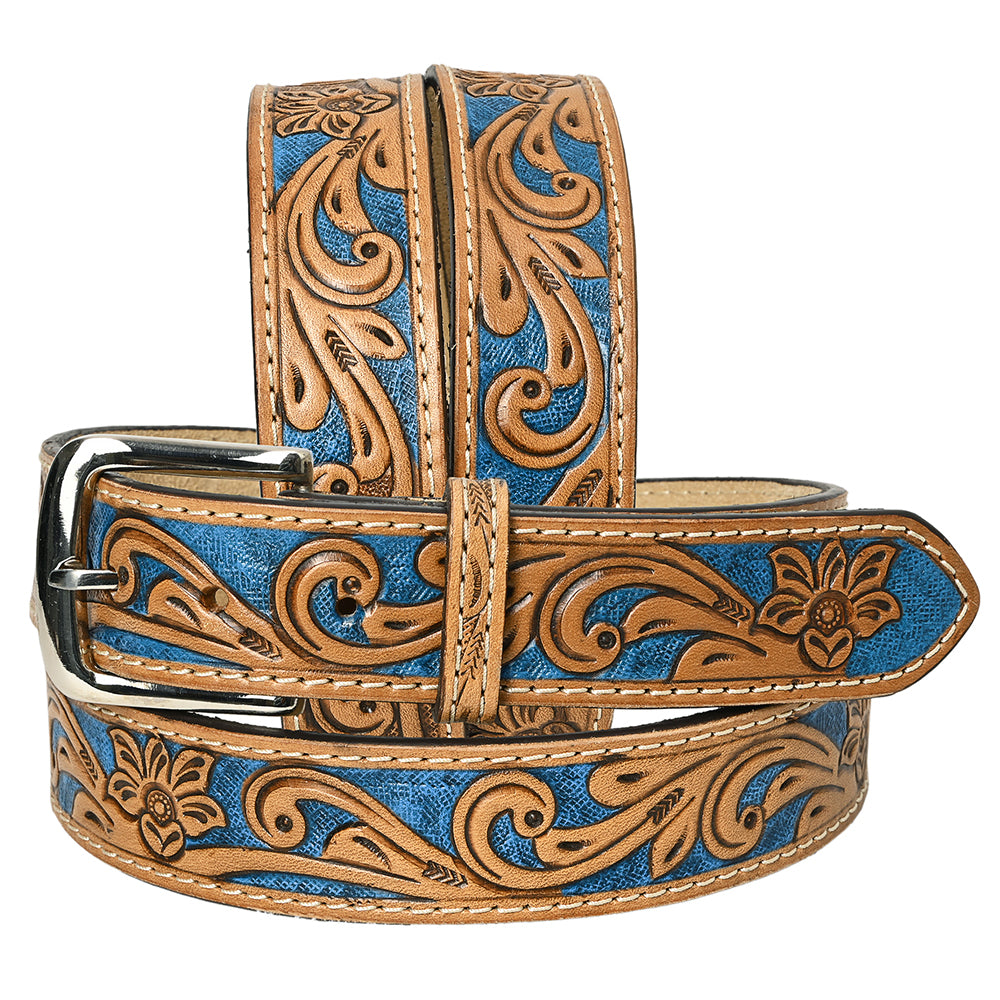 HILASON Western Genuine Leather Belt for Men Women Cowboy Cowgirl Handmade Unisex Full Grain Heavy Duty Floral Tooled
