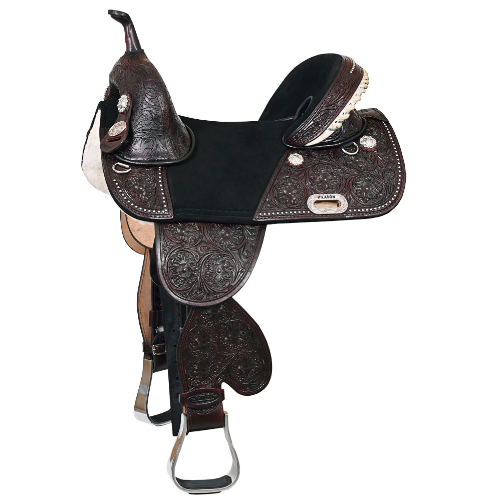 HILASON Western Treeless Trail Barrel Racing American Leather Saddle | Horse for Horses