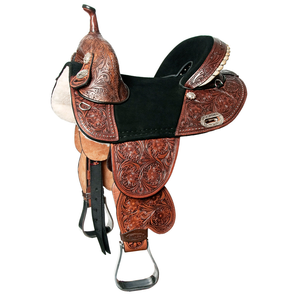 HILASON Western Horse Treeless Trail Barrel American Leather Saddle | for Horses