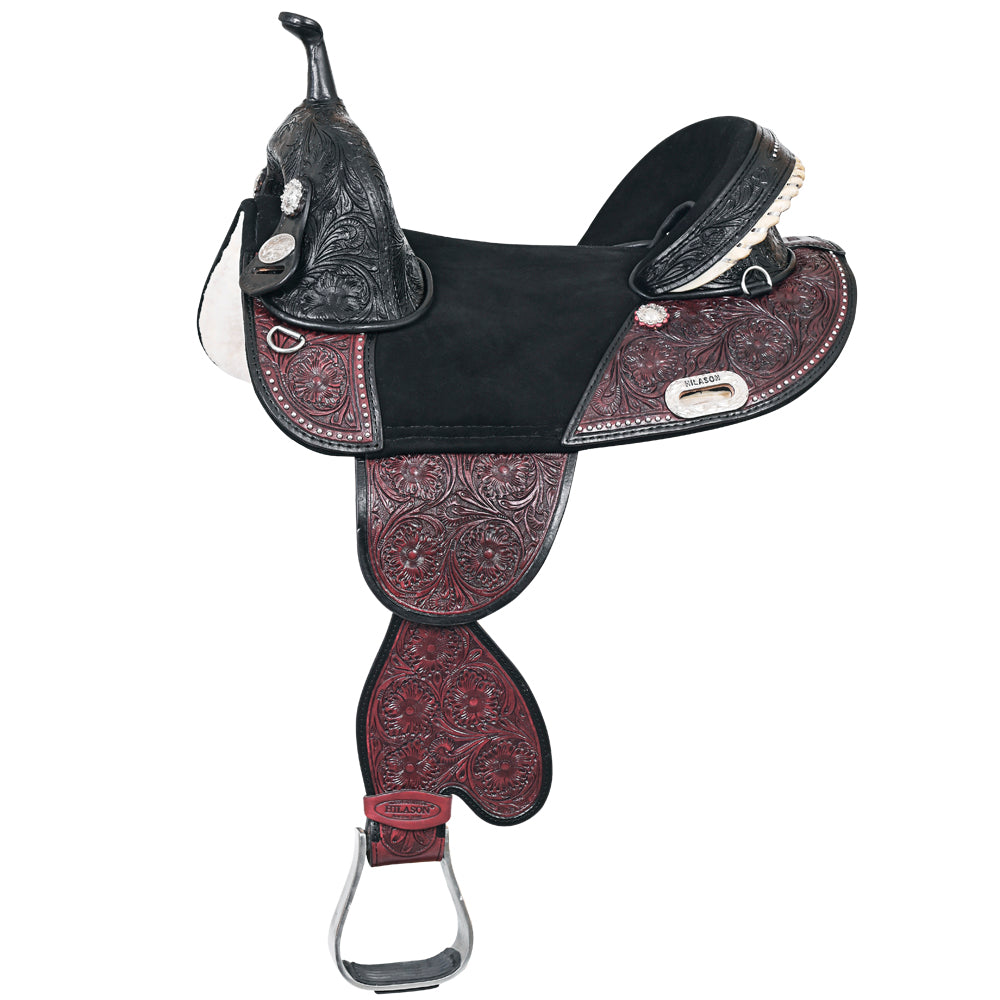 HILASON Treeless Western Horse Trail Barrel Racing American Leather Saddle | for Horses