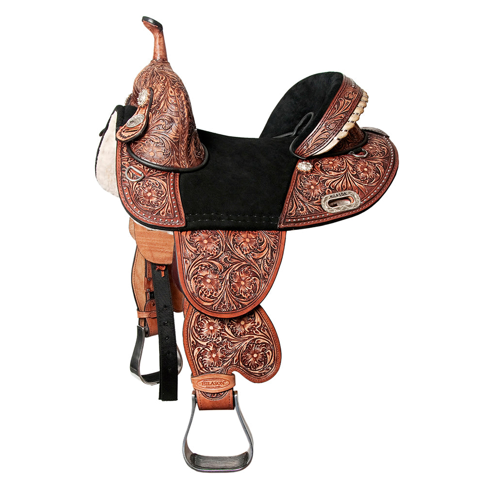 HILASON Western Horse Treeless Trail Barrel American Leather Saddle | for Horses