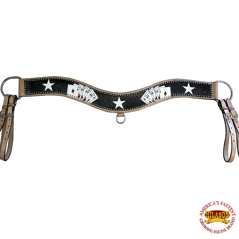 Hilason Western Horse Breast Collar American Leather Playing Card Painted