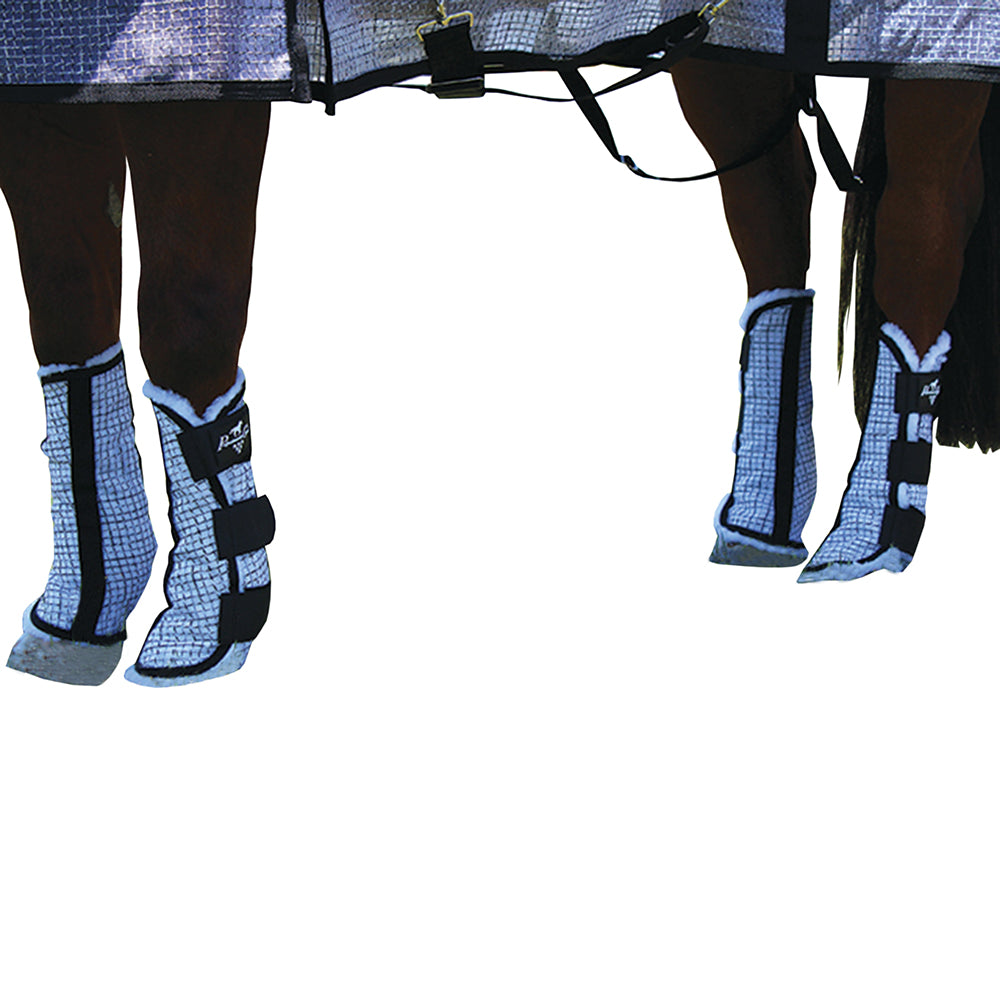 Large Professional Choice Horse Leg Fleece Lined Fly Boots 4 Pack Grey Black