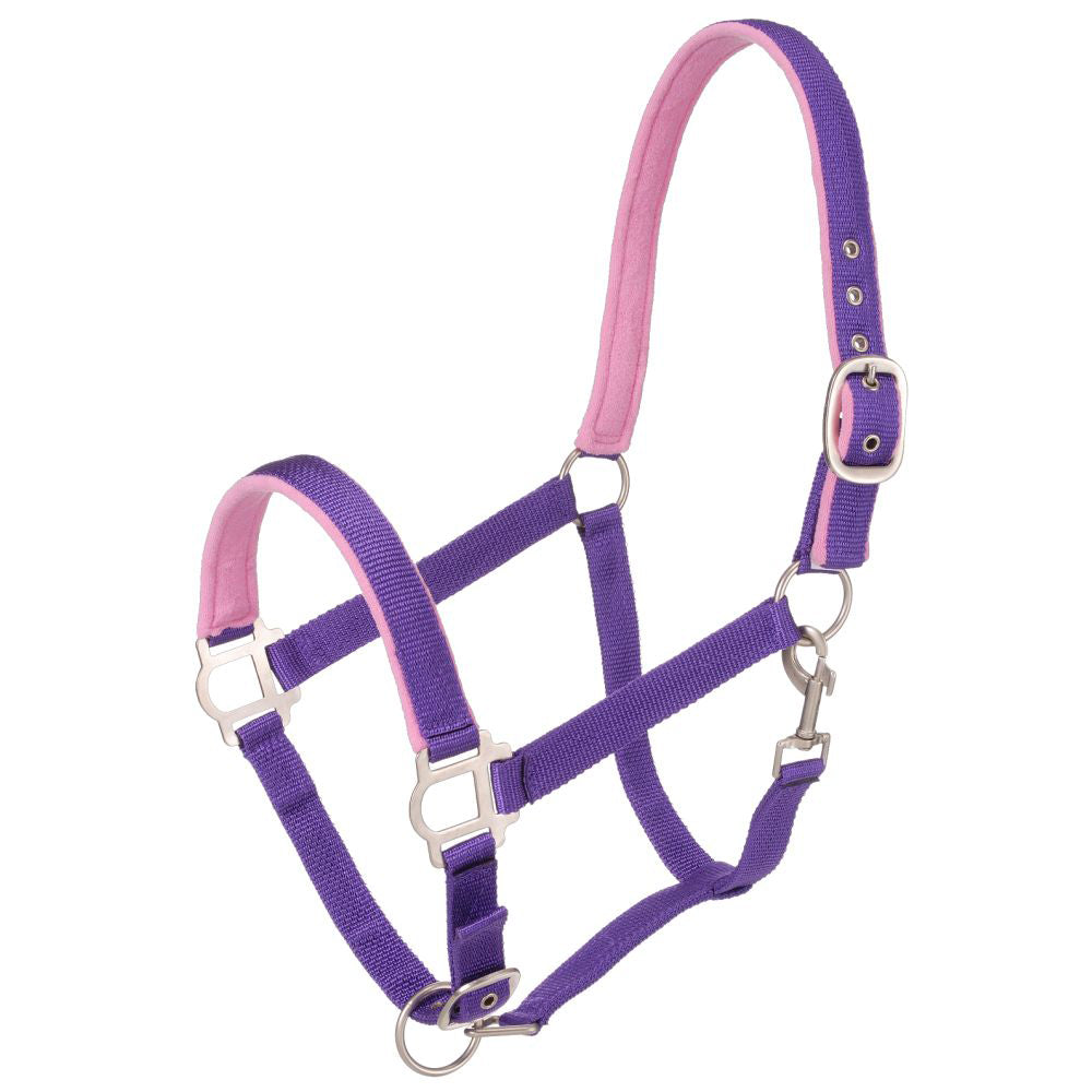 Tough 1 Nylon Padded Horse Halter With Satin Hardware Purple