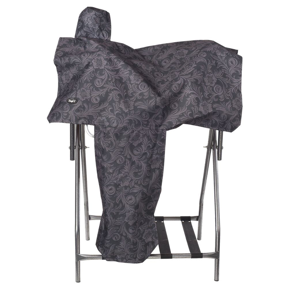Tough 1 Heavy Denier Nylon Horse Saddle Cover In Prints Black Tooled Leather