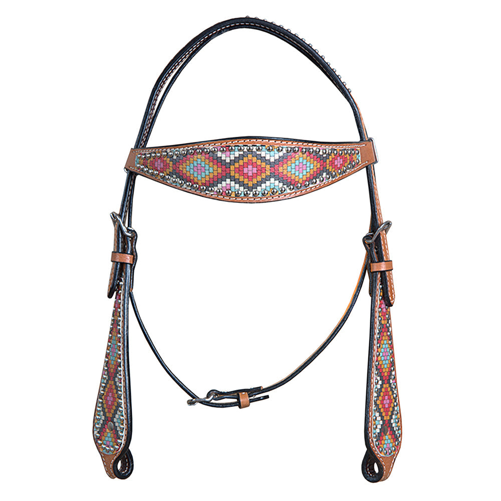 Hilason Western Horse Breast Collar Headstall American Leather Painted Geomatric