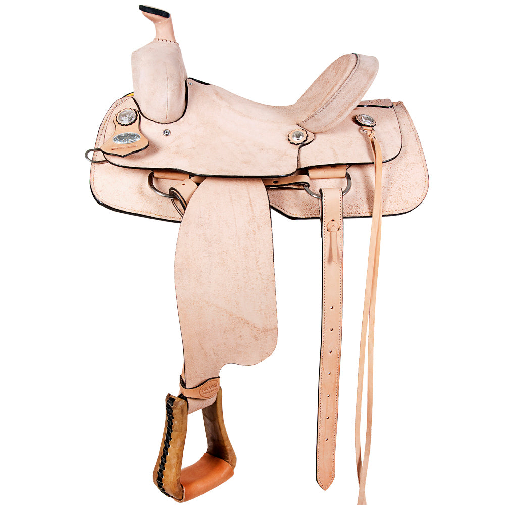 HILASON Western Horse Saddle American Leather Ranch Roping Cowboy Rough Out Tan | Hand Tooled Wade & For Horses