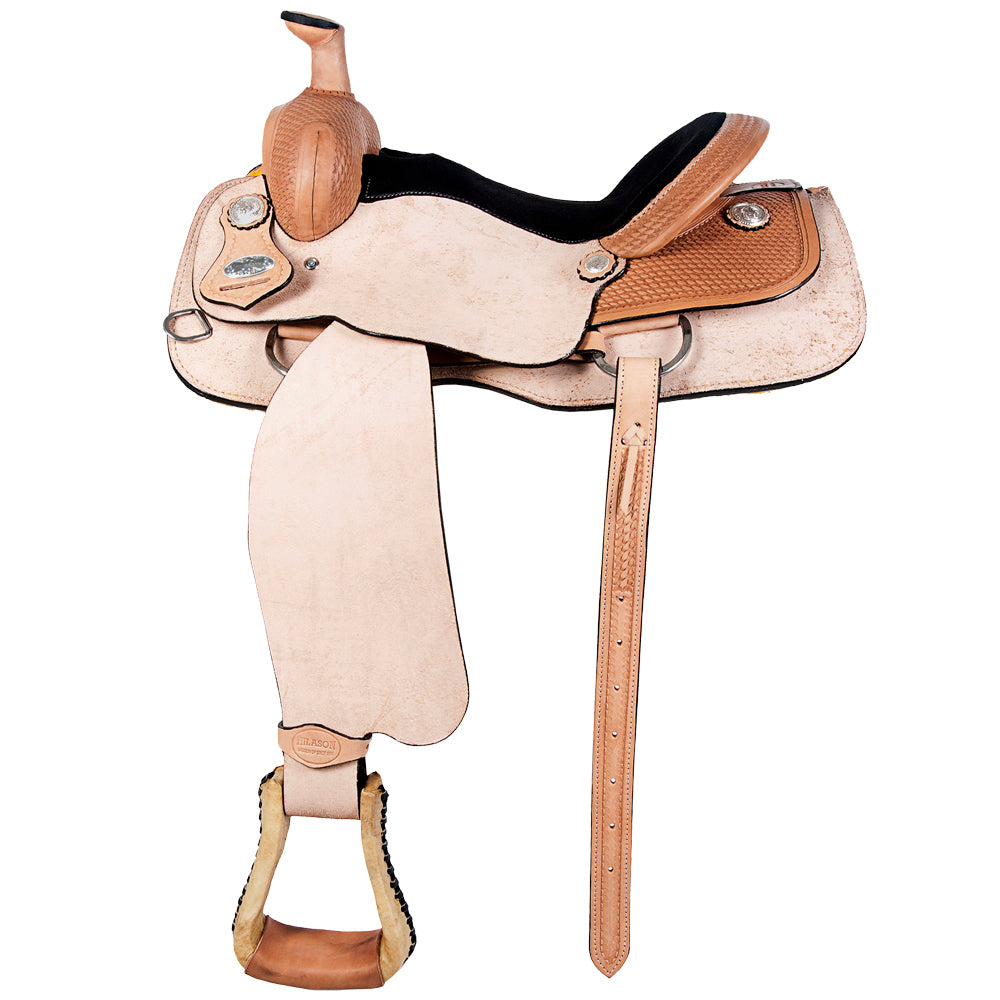 HILASON Western Horse Saddle American Leather Ranch Roping Cowboy Rough Out Tan | Hand Tooled Wade & For Horses