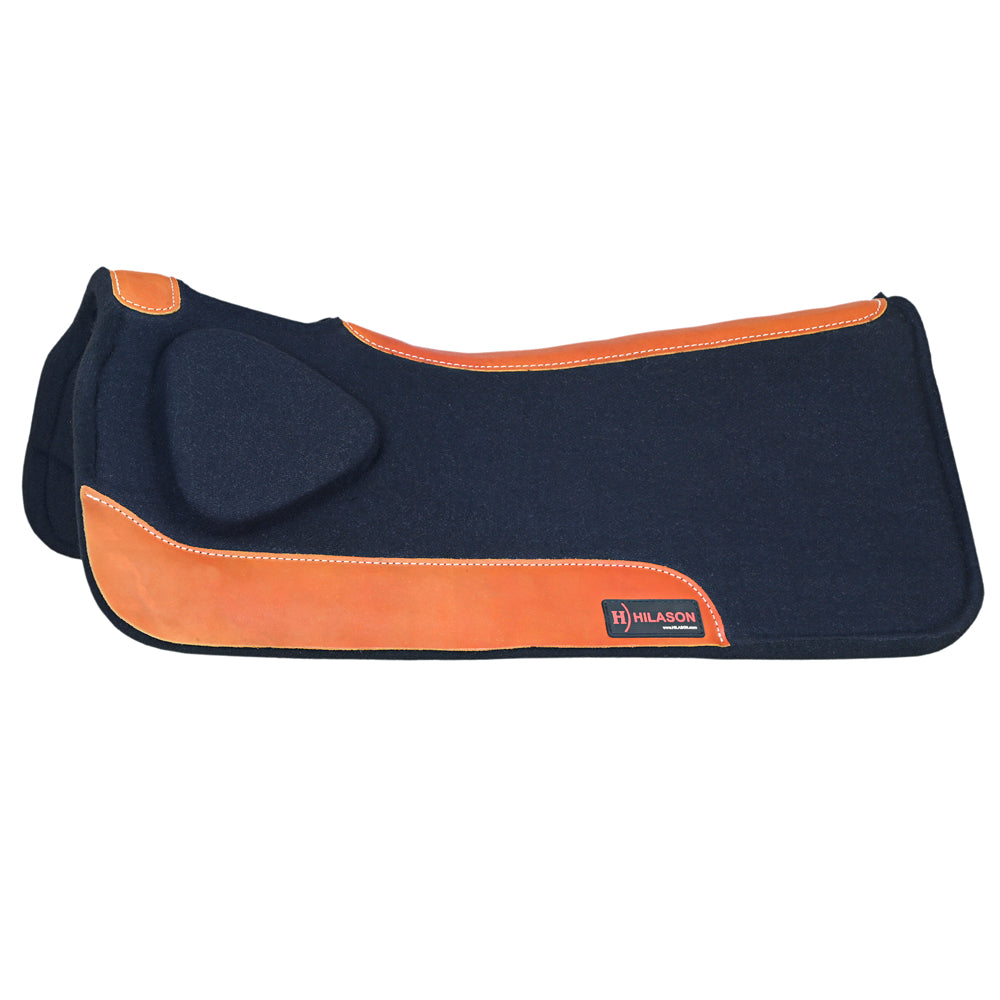 HILASON Western Wool Felt Horse Saddle Pad W/ Distressed Wear Leather | for Horses