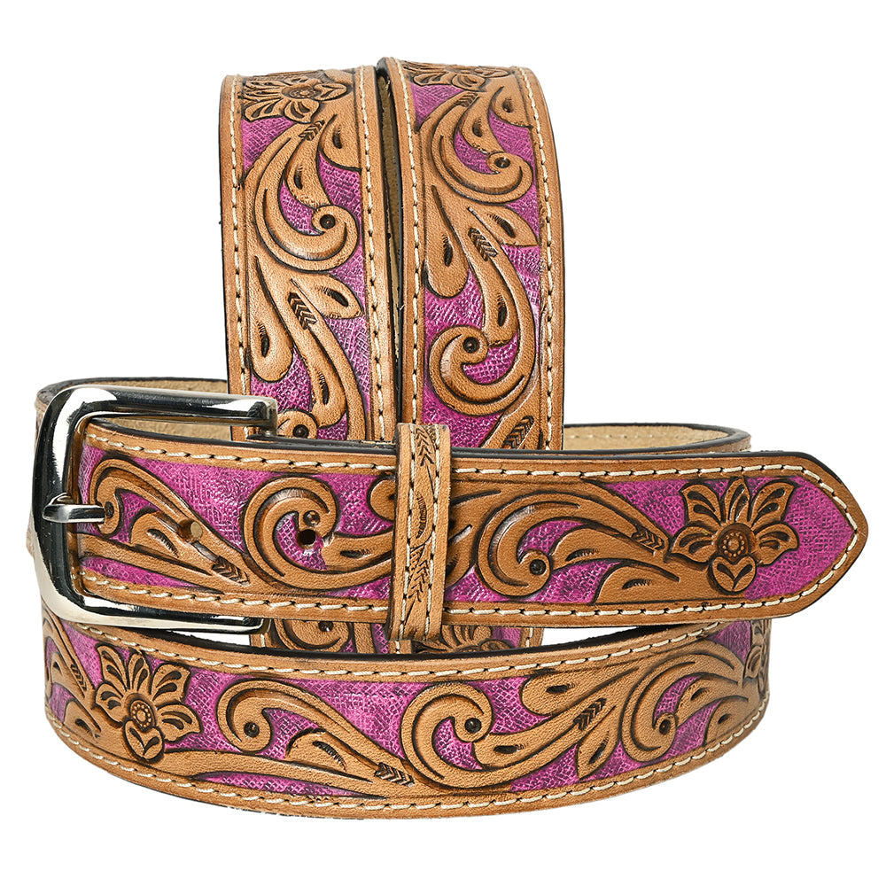 HILASON Western Genuine Leather Belt for Men Women Cowboy Cowgirl Handmade Unisex Full Grain Heavy Duty Floral Tooled