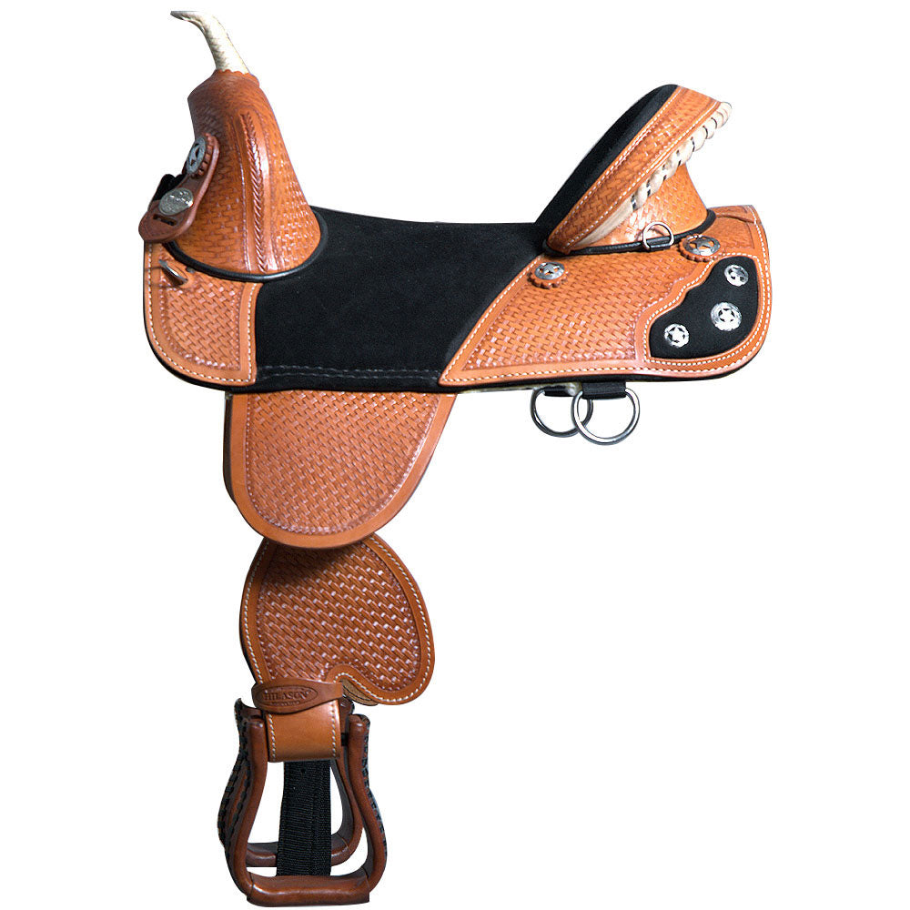 HILASON Western Horse Treeless Trail Barrel Saddle American Leather | for Horses