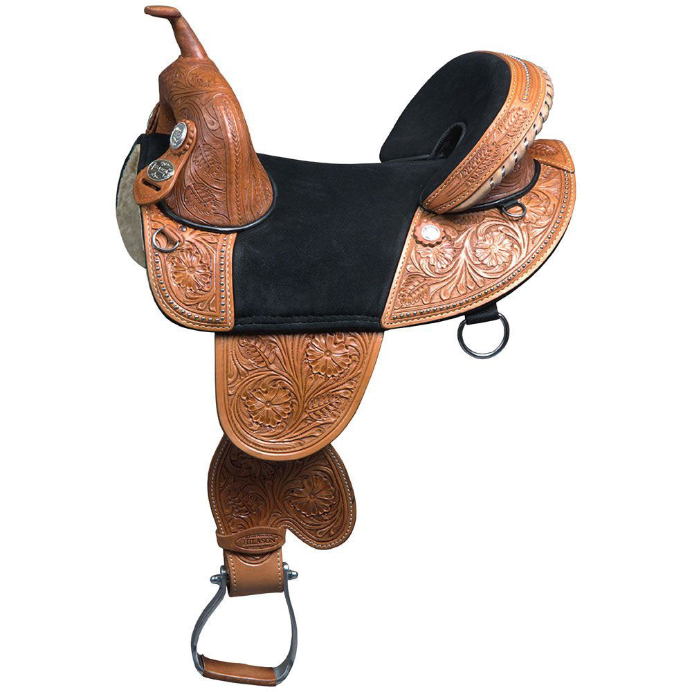 HILASON Western Horse Treeless Trail Barrel American Leather Saddle | for Horses
